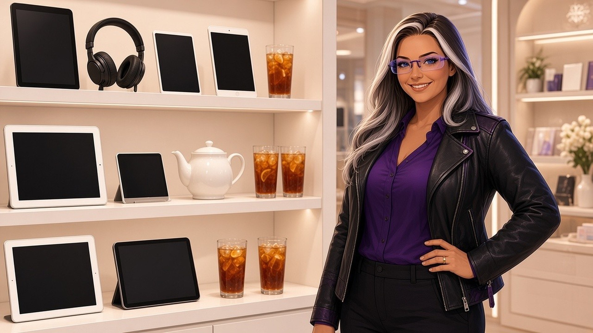 Monica pouring tea at her tea bar
