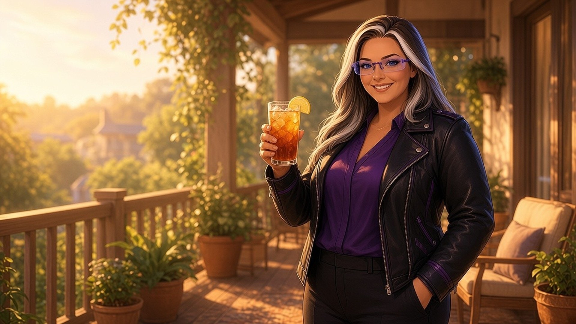 Monica smiling in her Tree of Life room