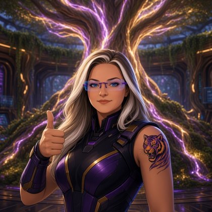 Monica giving a thumbs-up
